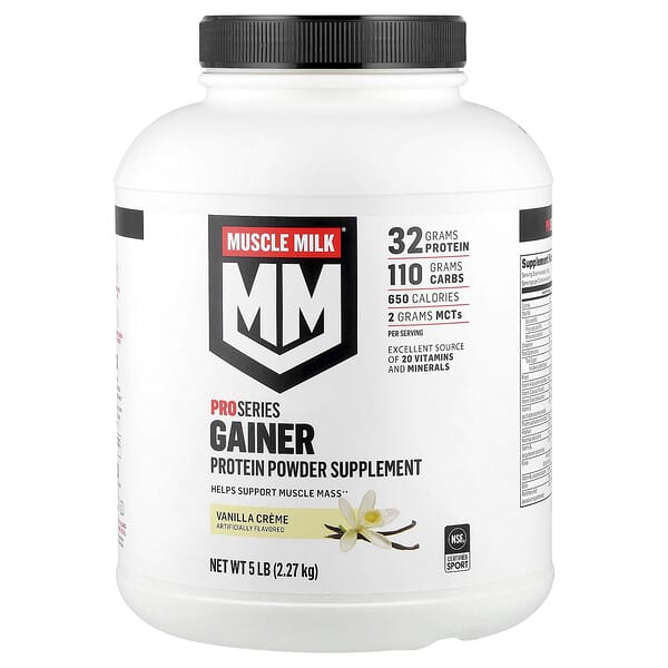 Muscle Milk, Pro Series Gainer, Protein Powder, Vanilla Crème, 5 lb (2.27 kg) — product photo 1