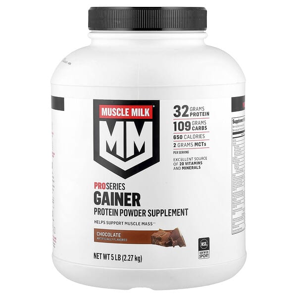 Muscle Milk, Pro Series Gainer, Protein Powder, Chocolate, 5 lb (2.27 kg) — product photo 1