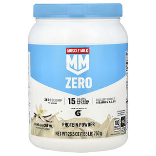 Muscle Milk, Zero, Protein Powder, Vanilla Creme, 1.65 lb (750 g)