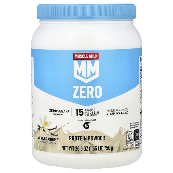 Muscle Milk, Zero, Protein Powder, Vanilla Crème, 1.65 lb (750 g) — product photo 1