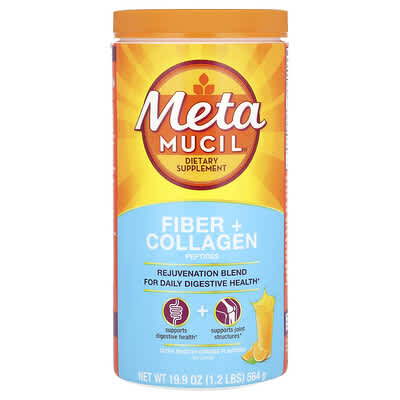 Metamucil, Fibre + Collagen Peptides, Ultra Smooth Orange, 19.9 oz (564 g)