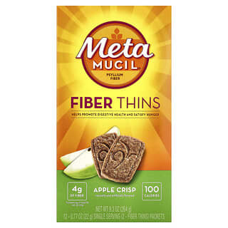 Metamucil, Fiber Thins, Apple Crisp, 12 Packets, 0.77 oz (22 g) Each