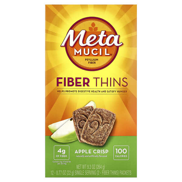 Metamucil, 纖維薄片，蘋果脆，12 包，每包 0.77 盎司（22 克）