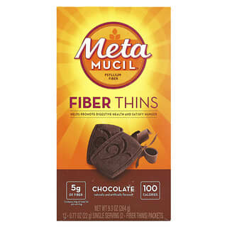 Metamucil, Fiber Thins, Chocolate, 12 sobres, 22 g (0,77 oz) cada uno