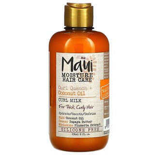 Maui Moisture, 卷髮保溼 + 椰子油，滋養牛奶，適用於濃密、卷曲髮質，8 液量盎司（236 毫升）