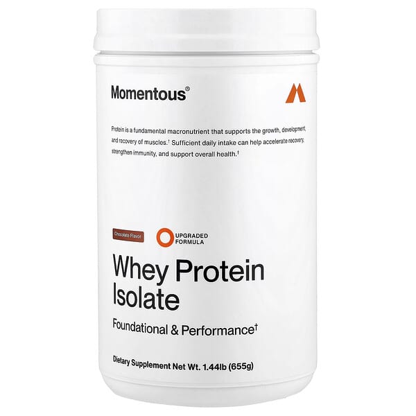 Momentous, Whey Protein Isolate, Chocolate, 1.44 lb (655 g) — product photo 1