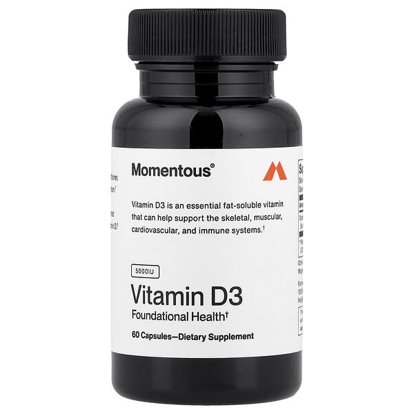 Momentous, Vitamin D3, 125 mg (5,000 IU), 60 Capsules — product photo 1
