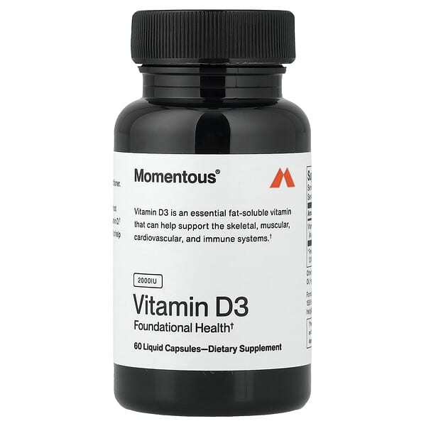 Momentous, 비타민D3, 50mg(2,000IU), 액상 캡슐 60정