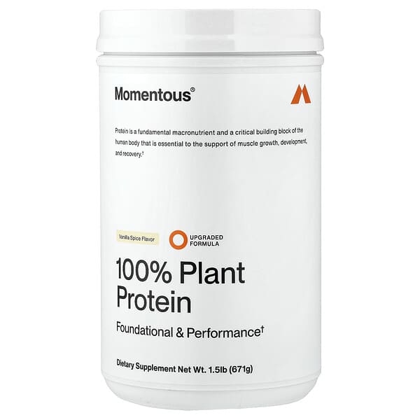 Momentous, 100% 식물성 단백질, 바닐라 스파이스, 671g(1.5lb)