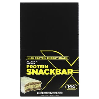 ALLMAX, High Protein Energy Snack, Protein Bar, White Chocolate Peanut Butter, 12 Bars, 2 oz (57 g) Each