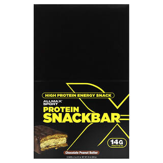 ALLMAX, High Protein Energy Snack, Protein Snackbar, Chocolate Peanut Butter, 12 Bars, 2 oz (57 g) Each