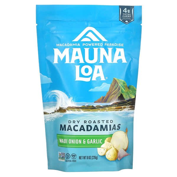Mauna Loa‏, مكاديميا محمصة جافة ، بصل ماوي وثوم ، 8 أونصة (226 جم)