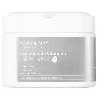 Mary & May, Niacinamide et vitamine C, Masque de beauté illuminateur, 30 feuilles, 400 g