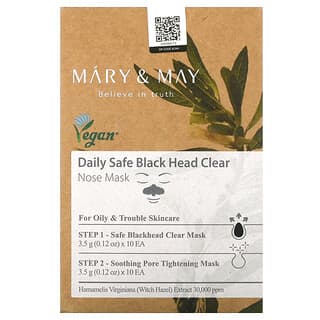 Mary & May, Daily Safe Black Head Clear, Masque de beauté pour le nez, Kit de 40 pièces