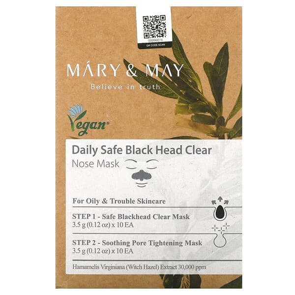 Mary &amp; May, Daily Safe Black Head Clear, Nose Beauty Mask, 40 Piece Kit