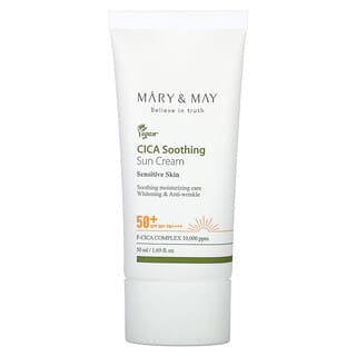 Mary & May, 積雪草舒緩抗曬霜，敏感肌膚，SPF 50 + PA++++，1.69 液量盎司（50 毫升）