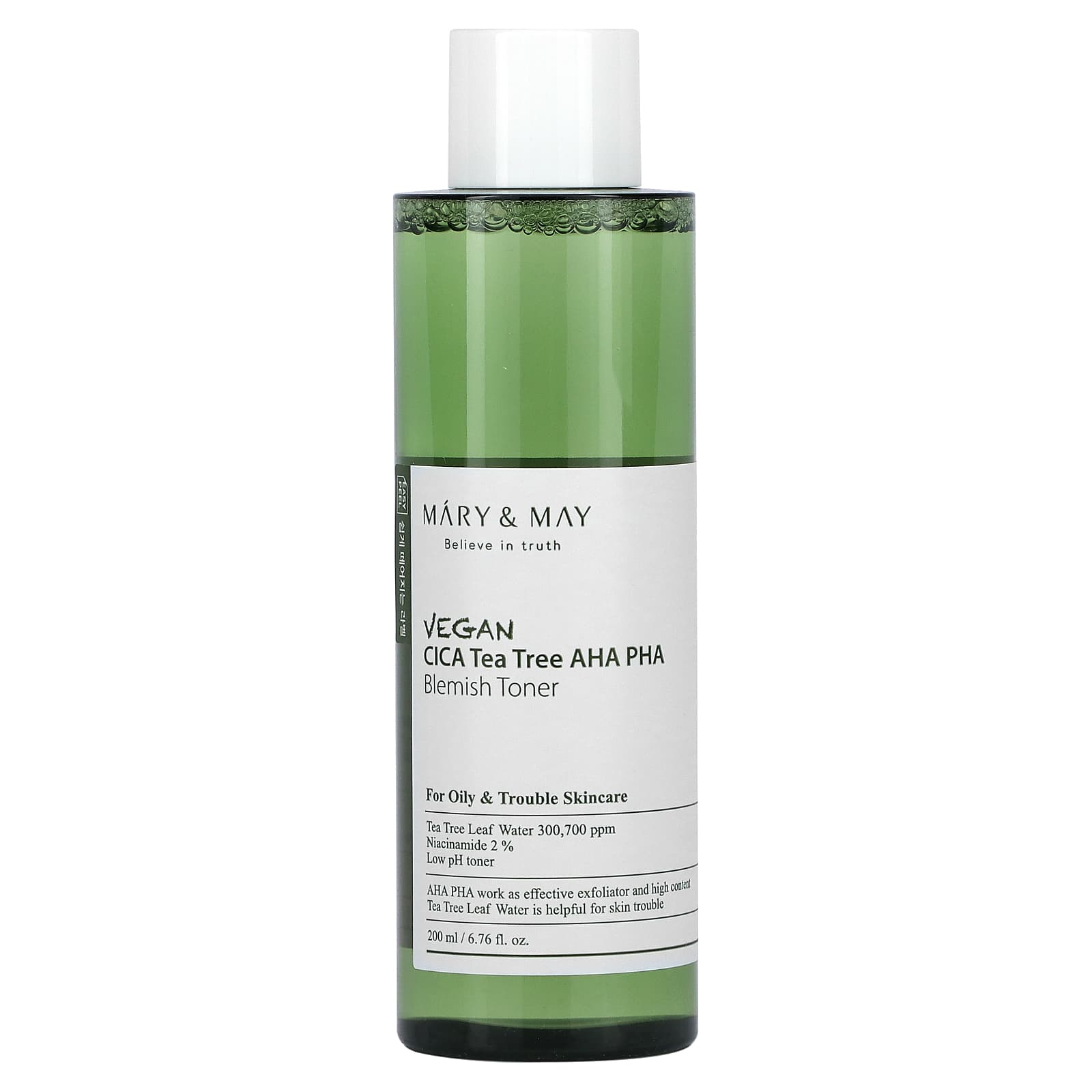 Mary & May, Vegan CICA Tea Tree AHA PHA, Blemish Toner, 6.76 fl oz (200 ml)