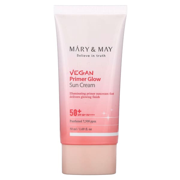 Mary & May‏, Vegan Primer Glow Sun Cream, SPF 50+ PA++++, 1.69 fl oz (50 ml)