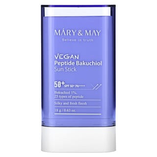 ماري أند ماي‏, Vegan Peptide Bakuchiol Sun Stick, SPF 50+ PA++++, 0.63 oz (18 g)