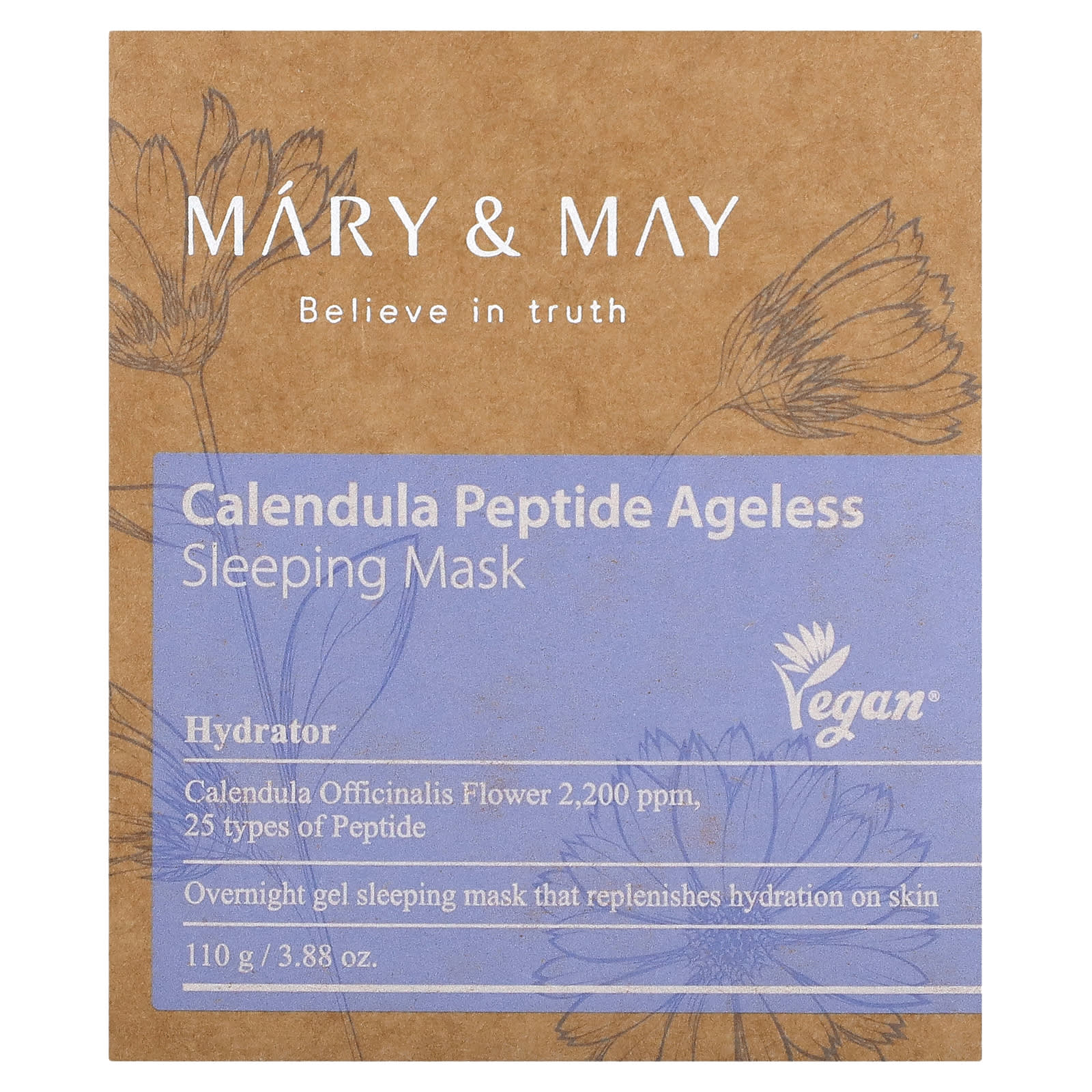 Mary & May, Calendula Peptide Ageless, Sleeping Beauty Mask, 3.88 oz (110 g) Image 3