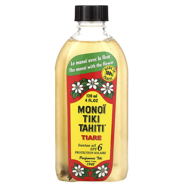 Monoi Tiare Tahiti‏, Suntan Oil SPF 6 Protection Solaire, Tiare (Gardenia), 4 fl oz (120 ml)