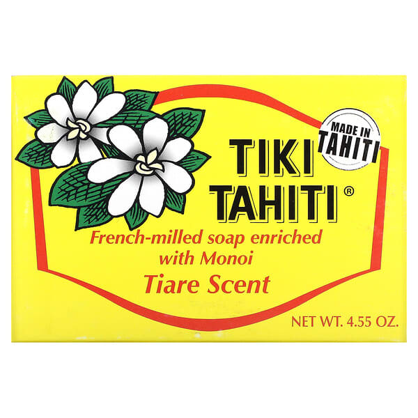 Monoi Tiare Tahiti, Jabón molido a la francesa enriquecido con monoi, aroma a tiaré, 130 g (4,55 oz)