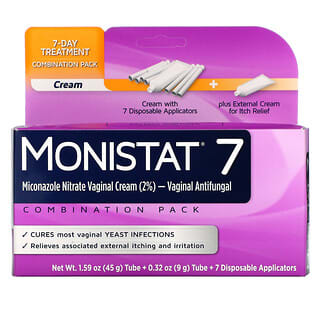Monistat, 7-дневный лечебный крем, комбинированная упаковка, 7 одноразовых аппликаторов