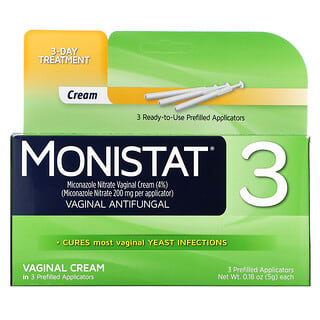 Monistat, 3-дневный лечебный крем, 3 предварительно заполненных аппликатора, 5 г (0,18 унции) каждый