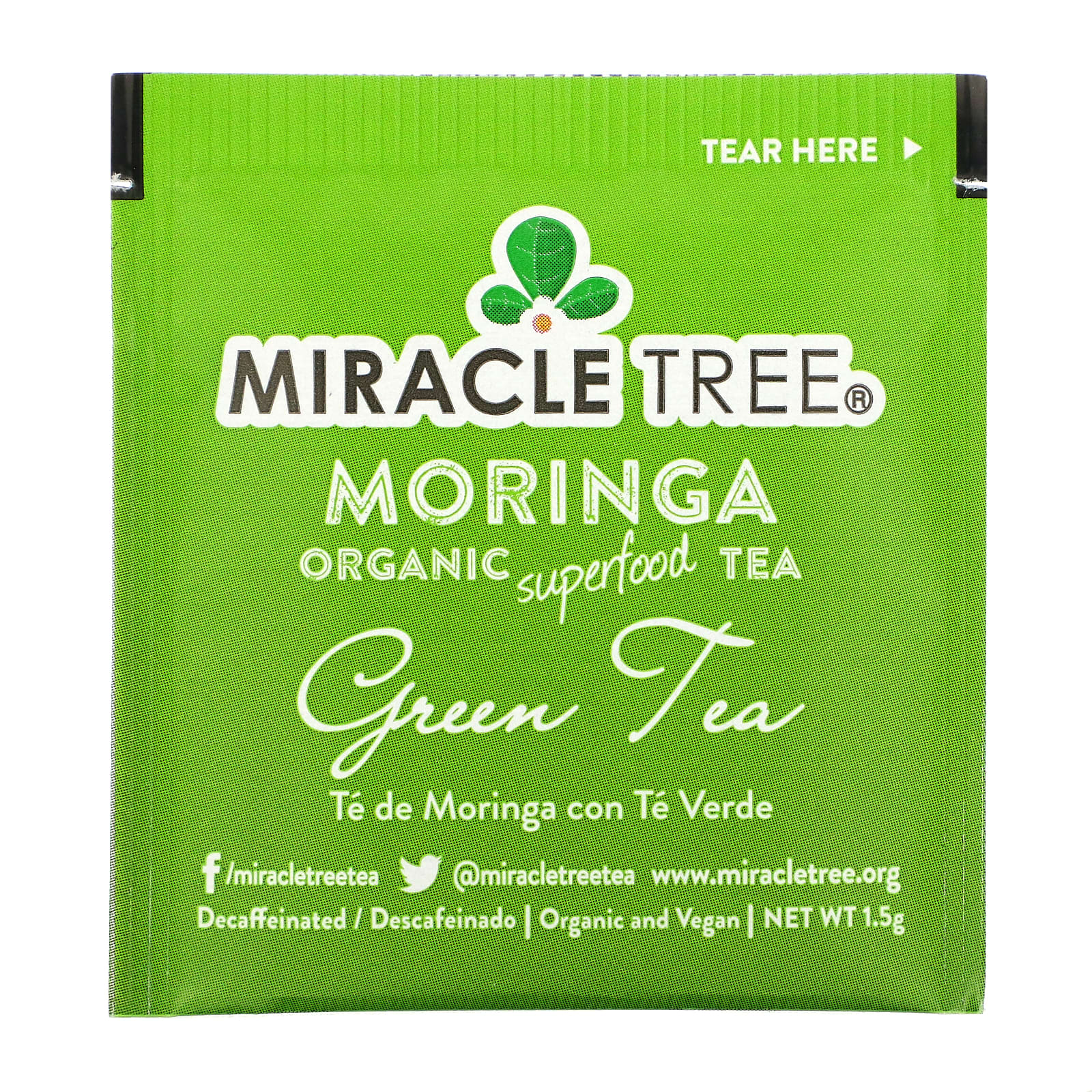 Miracle Tree, Moringa Organic Superfood Tea, Green Tea, Decaffeinated ...