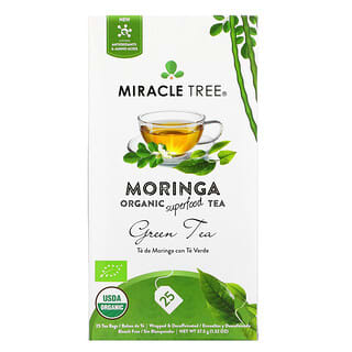 Miracle Tree, Moringa Organic Superfood Tea, зеленый чай, без кофеина, 25 чайных пакетиков, 37,5 г (1,32 унции)