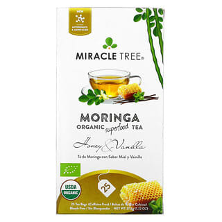 Miracle Tree, Moringa Organic Superfood Tea, мед и ваниль, без кофеина, 25 чайных пакетиков, 37,5 г (1,32 унции)
