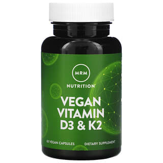 MRM, Vitaminas D3 y K2 aptas para veganos, 62,5 mcg (2500 UI), 60 cápsulas vegetales