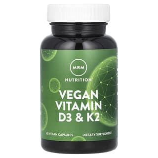 MRM Nutrition, Vitaminas D3 e K2 Veganas, 62,5 mcg (2.500 UI), 60 Cápsulas Veganas