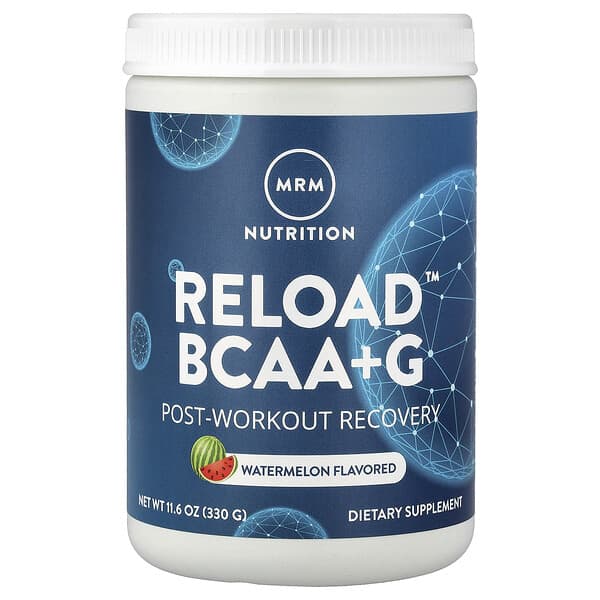 MRM Nutrition, Reload BCAA+G™, 운동 후 회복, 수박, 330g(11.6oz)