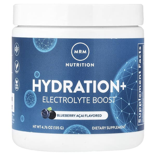 MRM Nutrition Hydration+ Electrolyte Boost, Blueberry Acai, 4.76 oz (135 g)