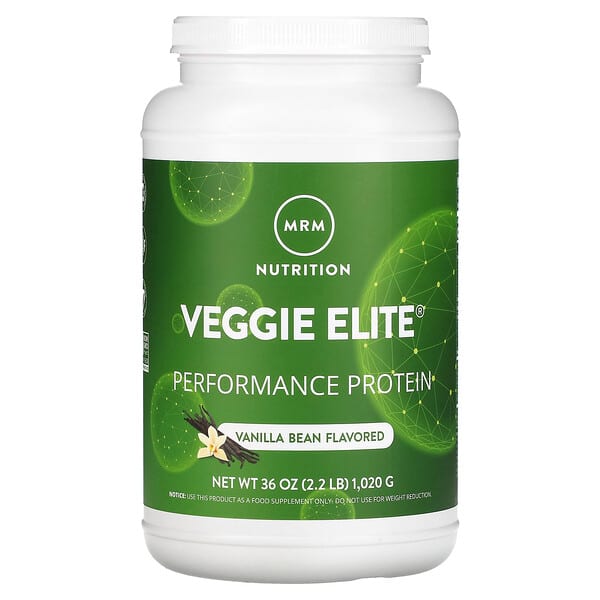 MRM Nutrition, Veggie Elite（ベジーエリート）、パフォーマンスプロテイン、バニラビーン、1,020g（2.2ポンド）