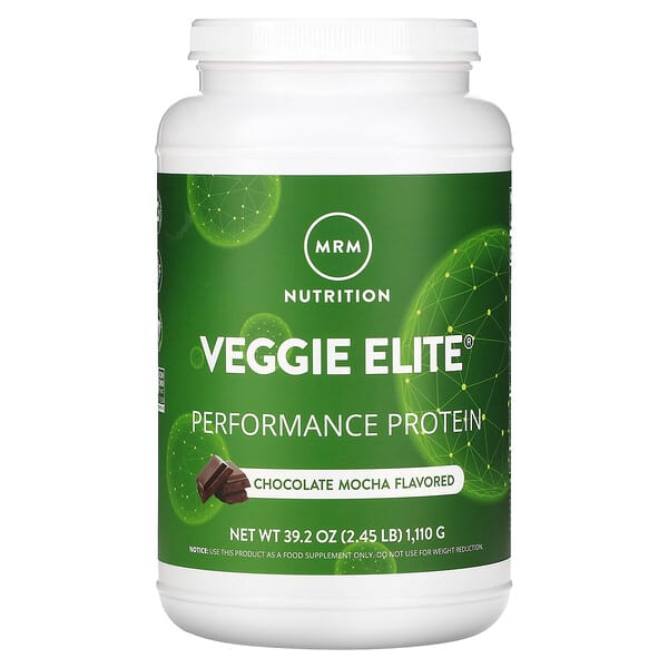 MRM Nutrition, Veggie Elite（ベジーエリート）、パフォーマンスプロテイン、チョコレートモカ、1,110g（2.45ポンド）