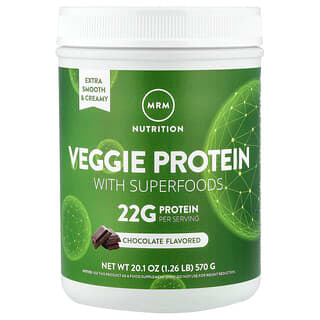 MRM Nutrition, Proteína vegetal con superalimentos, Chocolate, 570 g (1,26 lb)