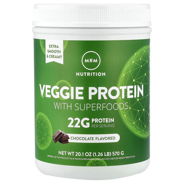 MRM Nutrition, Veggie Protein with Superfoods, Chocolate, 1.26 lb (570 g) — product photo 1