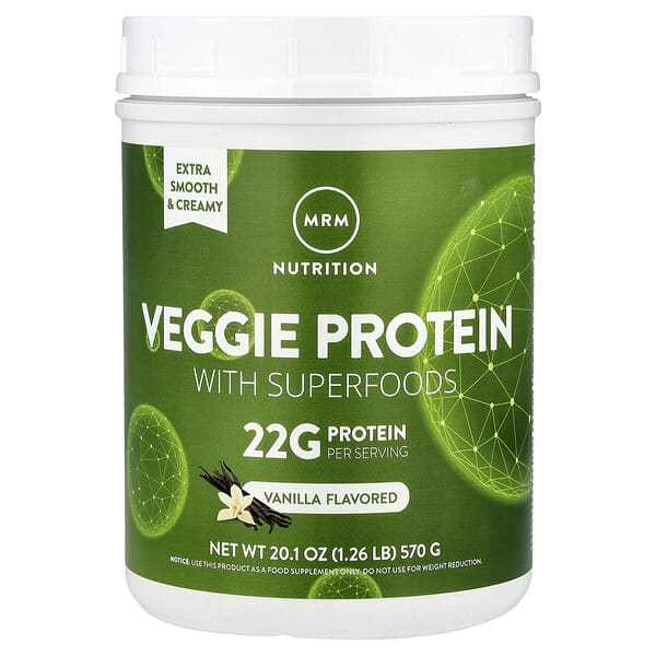 MRM Nutrition Veggie Protein with Superfoods, Vanilla, 1.26 lb (570 g)
