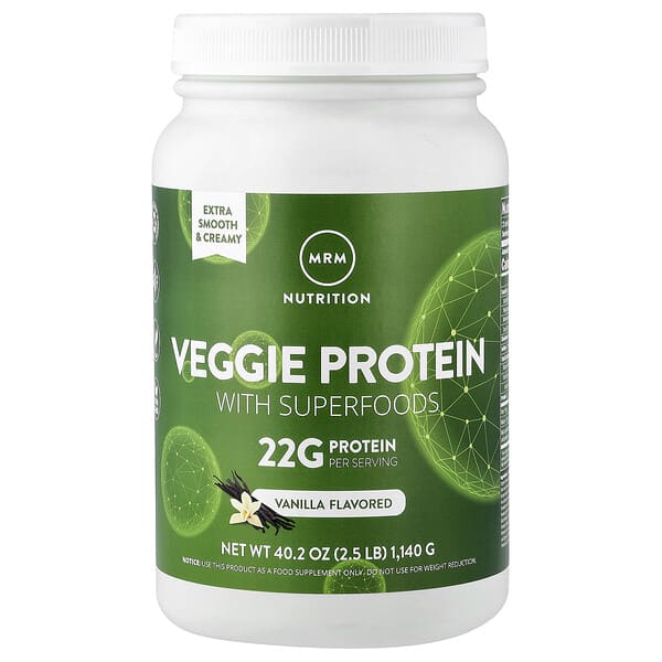 MRM Nutrition Veggie Protein with Superfoods, Vanilla, 2.5 lb (1,140 g)