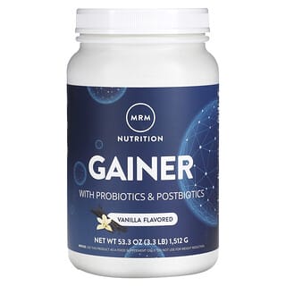MRM Nutrition, Gainer with Probiotics & Postbiotics, Vanilla, 3.3 lb (1,512 g)