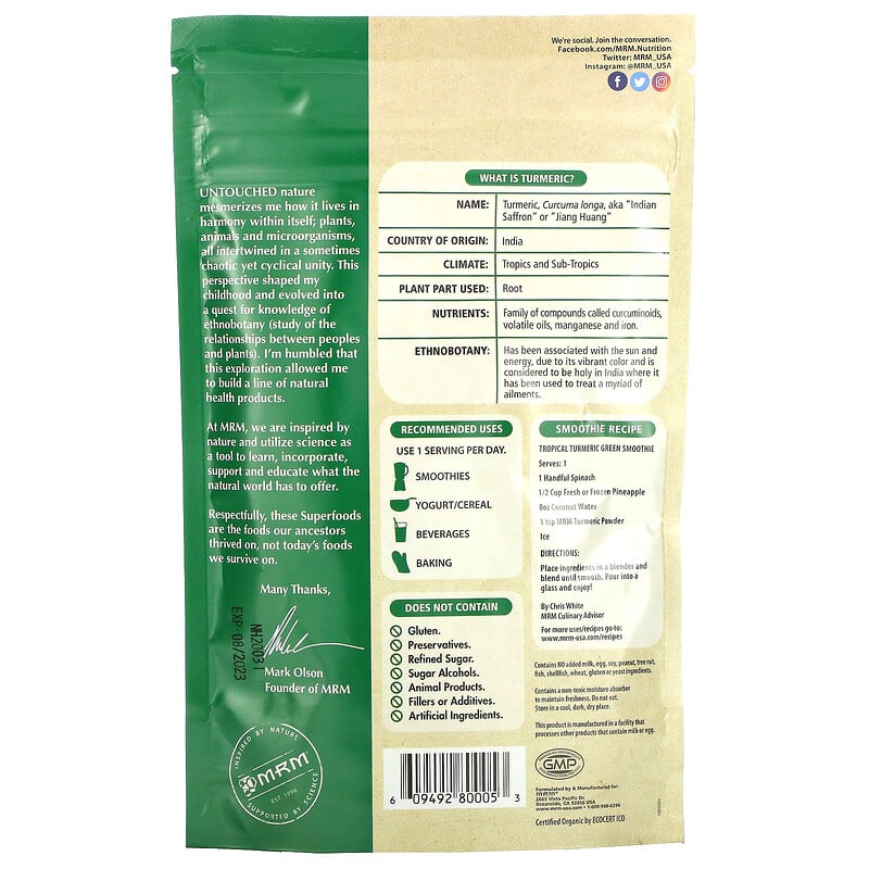 Suplemento alimenticio Mister Natural cúrcuma en polvo 250 g