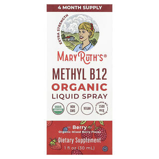 MaryRuth's, Organic Methly B12, жидкий спрей, повышенная сила действия, ягоды, 30 мл (1 жидк. Унция)