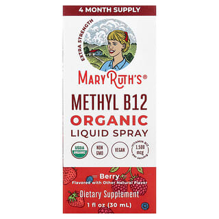 MaryRuth's, Metilcobalamina (vitamina B12) orgánica líquida en spray, Bayas, 1500 mcg, 30 ml (1 oz. líq.)