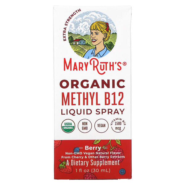MaryRuth Organics, オーガニックメチルB12液体スプレー、高濃度、ベリー、30ml（1液量オンス）