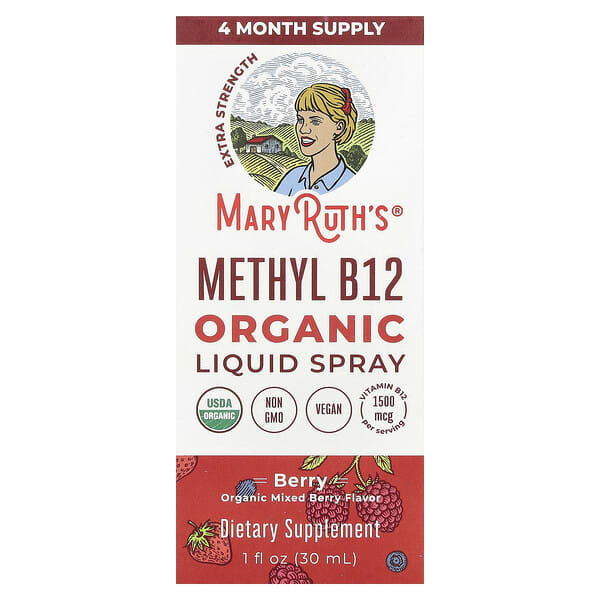 MaryRuth's Organic Methyl B12 Liquid Spray, Berry, 1,500 mcg, 1 fl oz (30 ml)