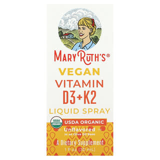 MaryRuth's, Vegan Vitamin D3+K2 Liquid Spray, Unflavored, 1 fl oz (30 ml)