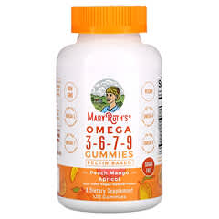 MaryRuth Organics, Omega 3-6-7-9 Gummies, Omega-3-6-7-9-Fruchtgummis, Pfirsich, Mango, Aprikose, zuckerfrei, 120 Fruchtgummis