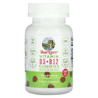 MaryRuth Organics, Vitamin D3 + B12 Gummies, Raspberry , 60 Gummies